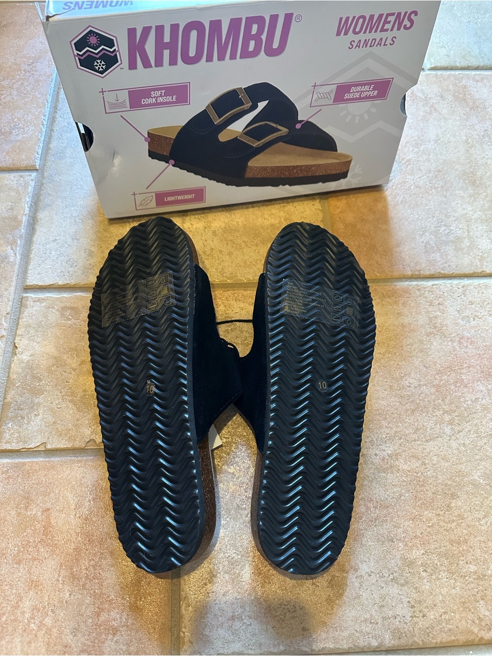 Khombu Ashville Women 10 Black Suede Double Black sandals - Picture 4 of 7